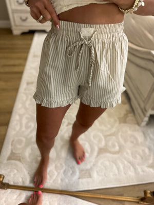 Landyn Striped Cotton Ruffle Shorts