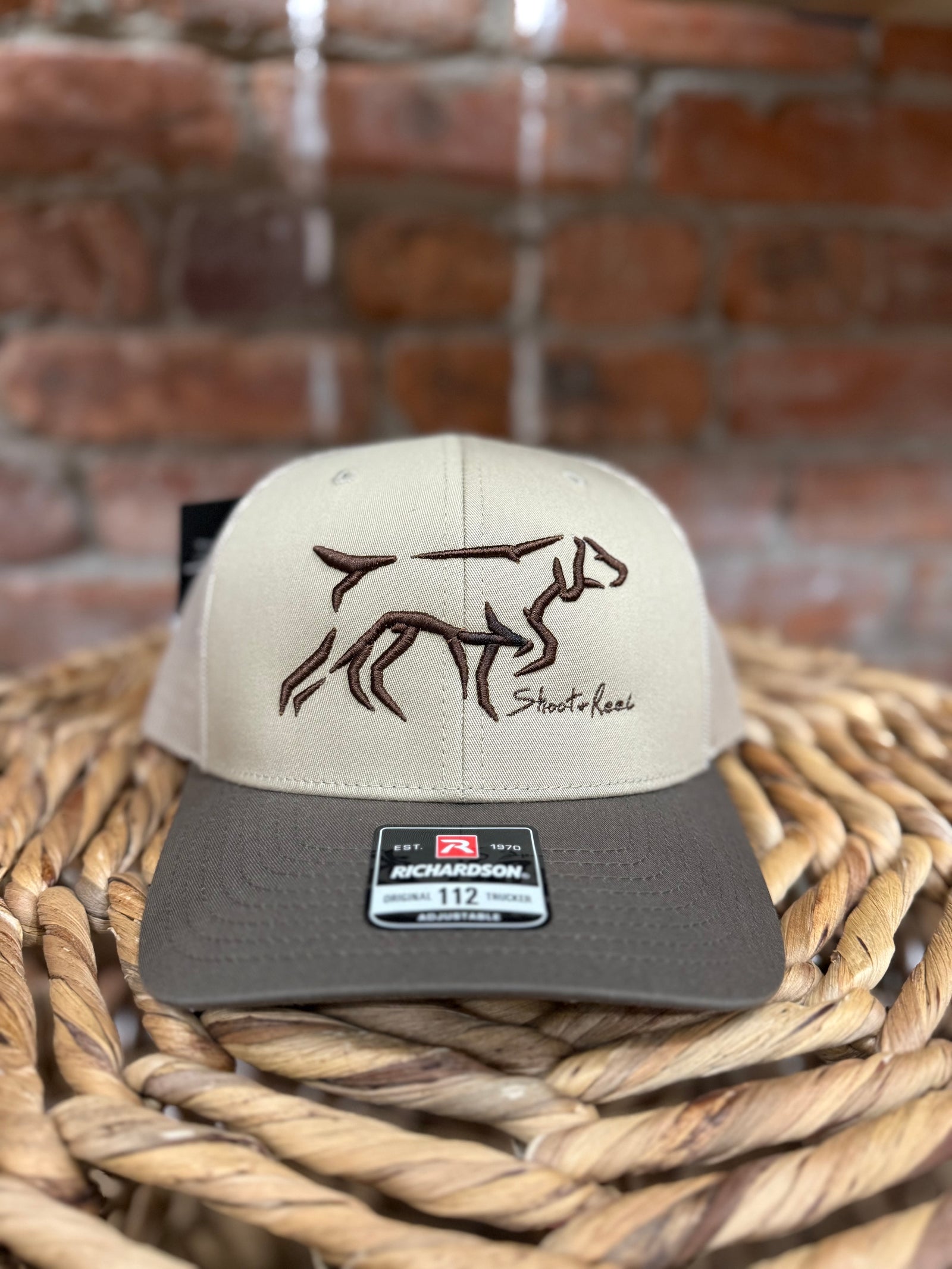 Shoot & Reel Khaki/Brown Dog Outline Hat