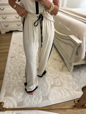 Valerie Linen Blend Color Block Pants