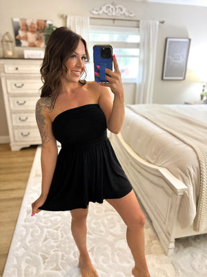 No Worries Strapless Romper - Black