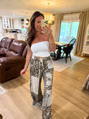Eden Patchwork Denim Studded Leopard Jeans