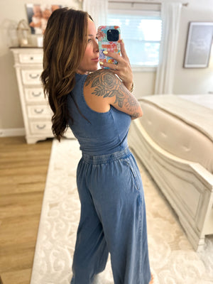 Let's Just Stay Home Lounge Top - Navy