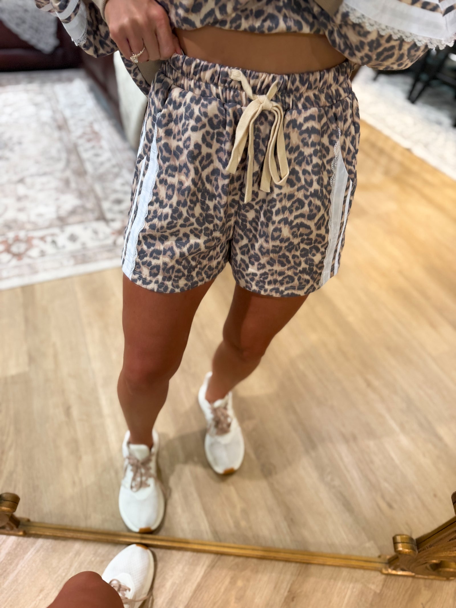 Lennox Leopard Shorts w/ Lace Trim Detail