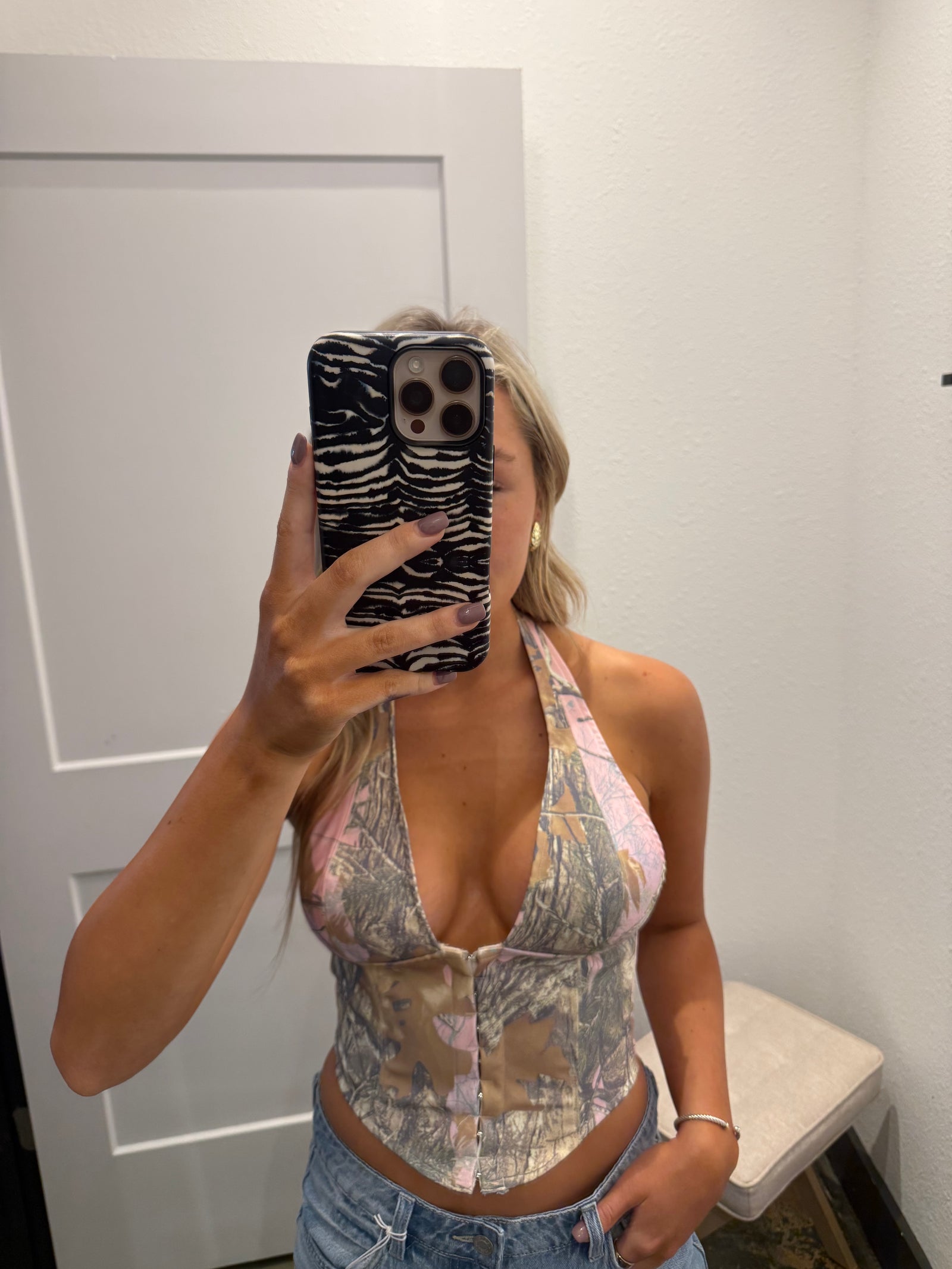 Rowan Camo Halter Corset Top - Pink