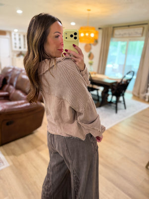 Ellison Mineral Wash Button Shacket - Latte