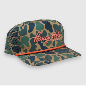 Honey Hole Performance Men's Hat - Duck Camo Blaze
