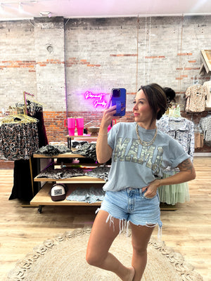 Camo Mama Comfort Color Tee - Grey