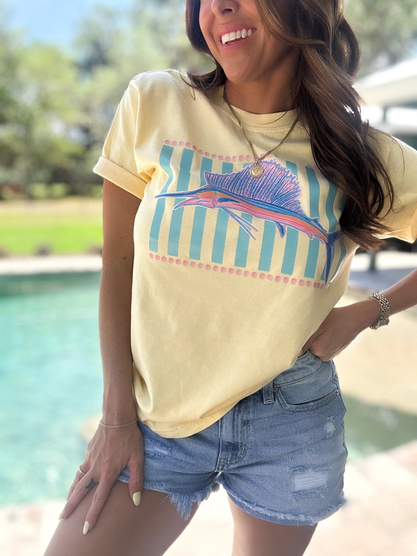Hooked On Sunshine Marlin Comfort Colors Tee - Butter