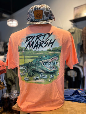 Dirty Marsh Greenside Gator Tee - Neon Cantaloupe