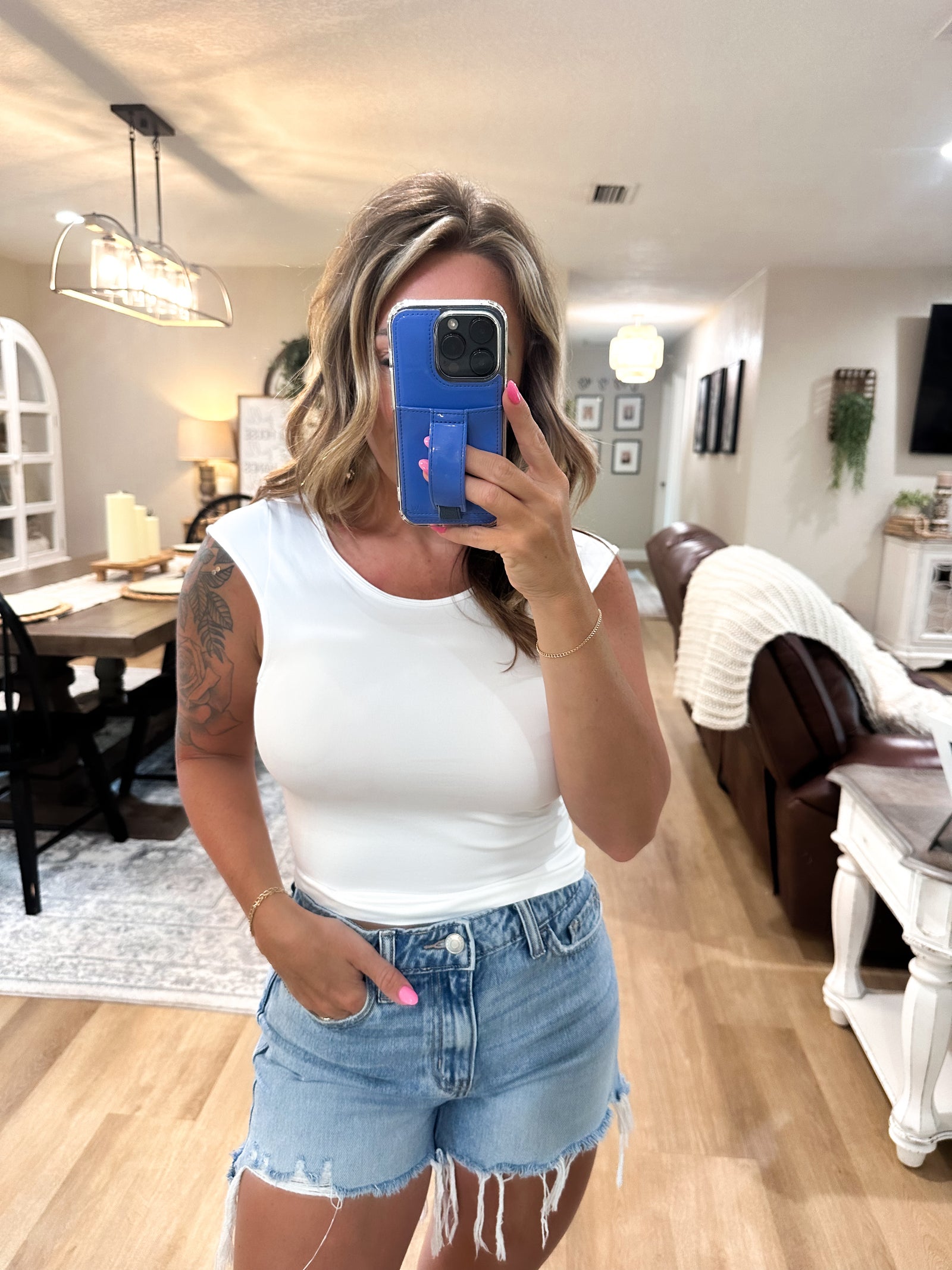 Let's Dance Open Back Seamless Top - White