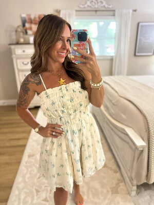 Sunset Skies Floral Strapless Dress