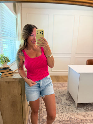 Tonya Striped Tank Top - Fuchsia