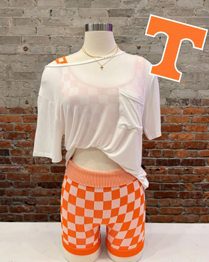 Checkmate Cropped Two Piece Set - Orange