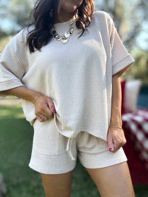 DOORBUSTER - Ali Ribbed Tee - Sand Beige