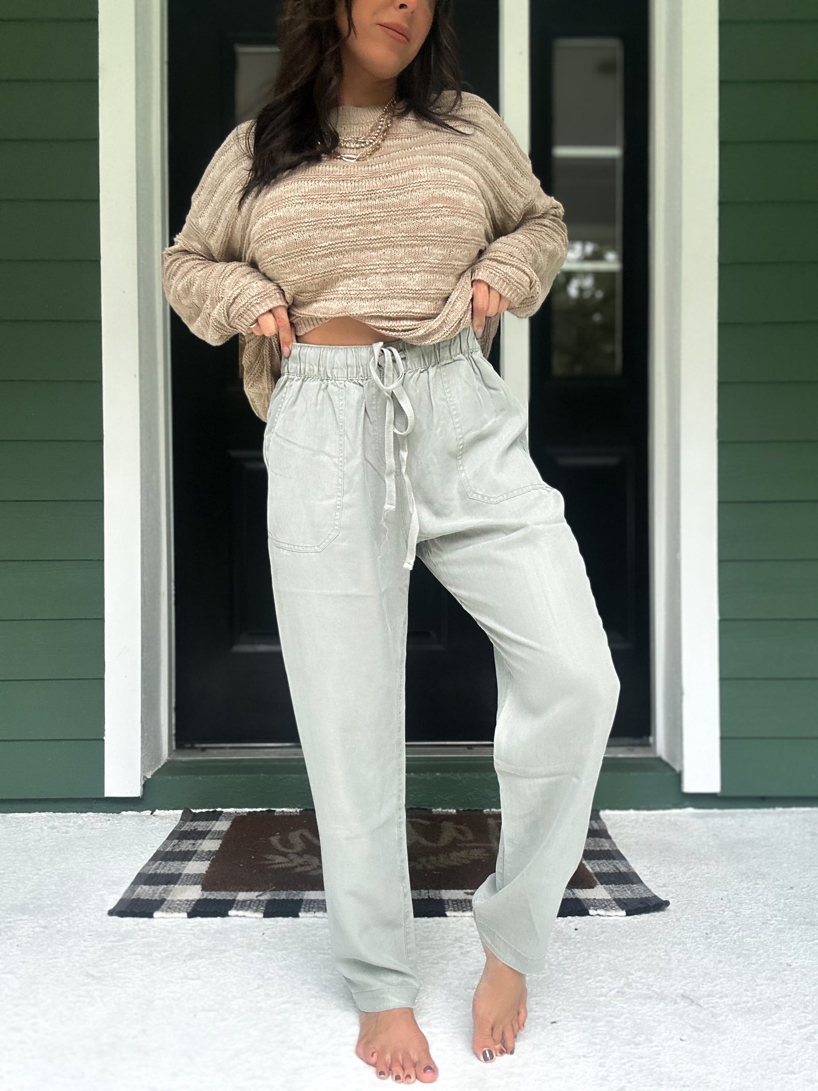 Essie Tensel Tapered Pants - Sage