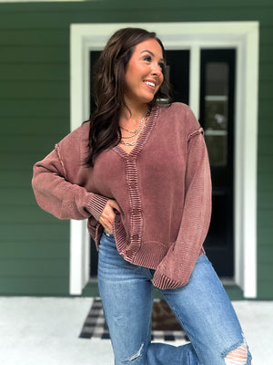Josie Button Front Cardigan - Coffee Bean