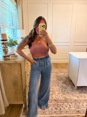 Franklin Washed Chambray Wide Leg Pants