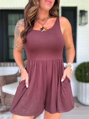 Just My Type Double Layer Romper - Chocolate