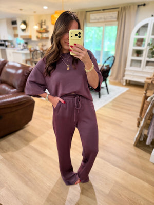 Callum Scuba Oversized Top - Plum