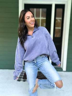 Hollis Acid Wash Fleece Half Zip Pullover