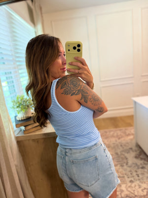 Tonya Striped Tank Top - Baby Blue