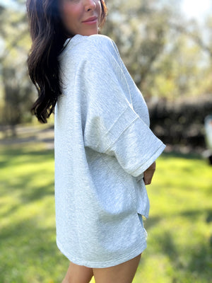 DOORBUSTER - Karli Side Slit Top - Gray