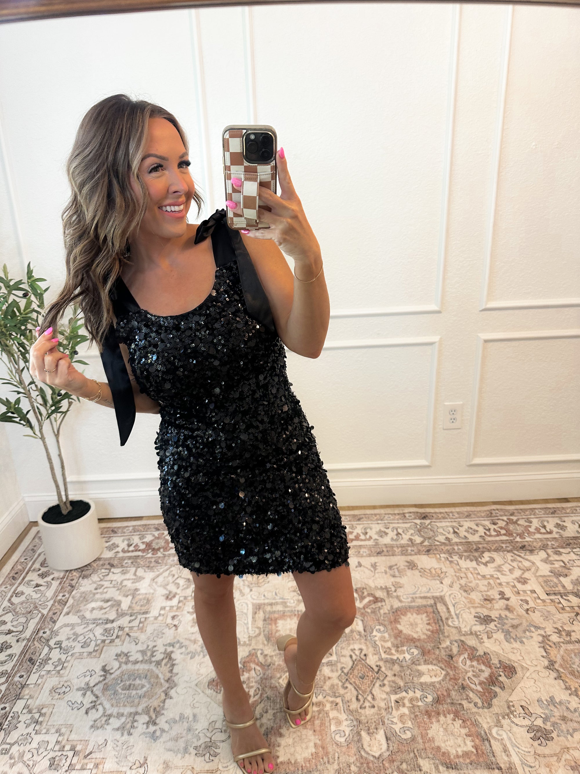 Champagne Problems Sequin Mini Dress - Black