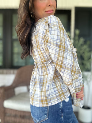 Phoebe Checkered Blouse - Olive