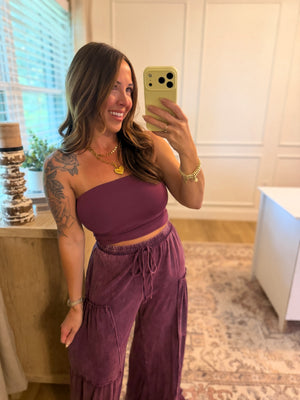 Nothing Compares Double Lined Strapless Top - Plum