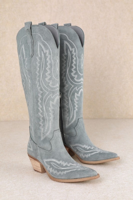 Tess Western Stitch Cowgirl Boot - Blue