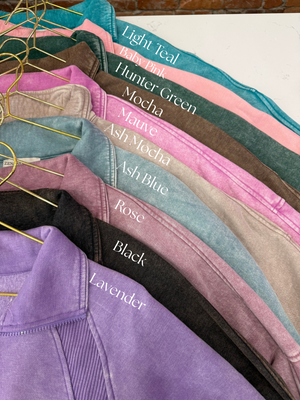 Remi Acid Washed Half Zip Fleece - TEN COLORS