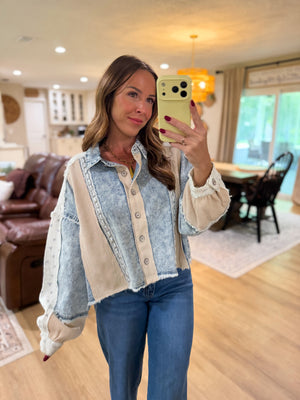 Florence Denim Patchwork Long Sleeve Top
