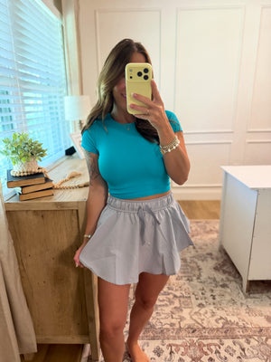 Totally Trendy Ruffle Hem Tennis Skirt - Light Gray