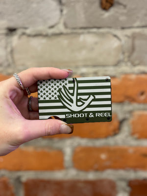 Shoot & Reel Credit Card Wallet- Green Antler Flag