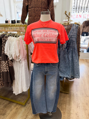 Blue Collor Dollar Comfort Colors Tee - Coral
