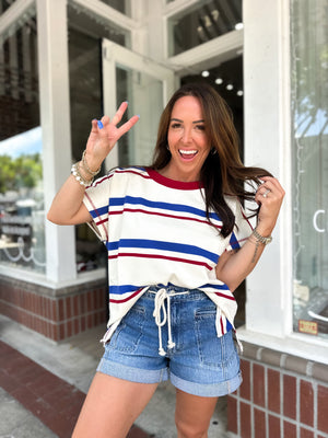Georgia Multi Striped French Terry Pullover