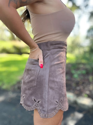 Level Up Suede Eyelet Shorts - Chocolate