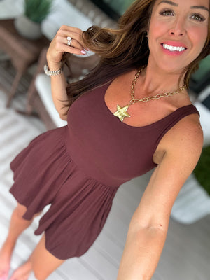 Just My Type Double Layer Romper - Chocolate