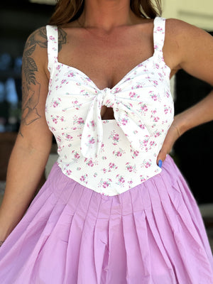 Lena Lavender Floral Bow Romper