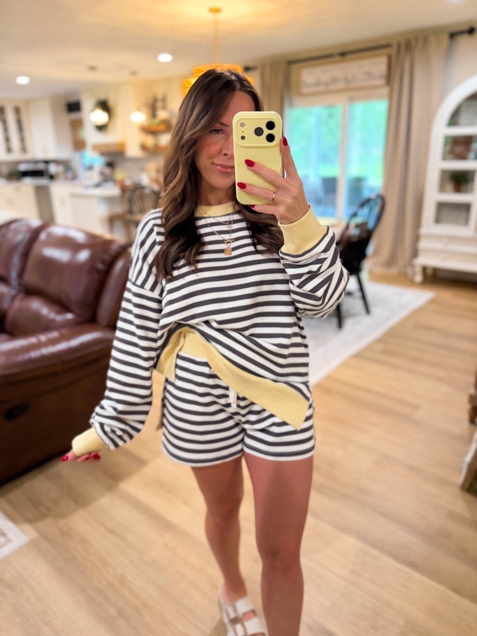 Lexi Striped Boxy Fit Crewneck - Yellow