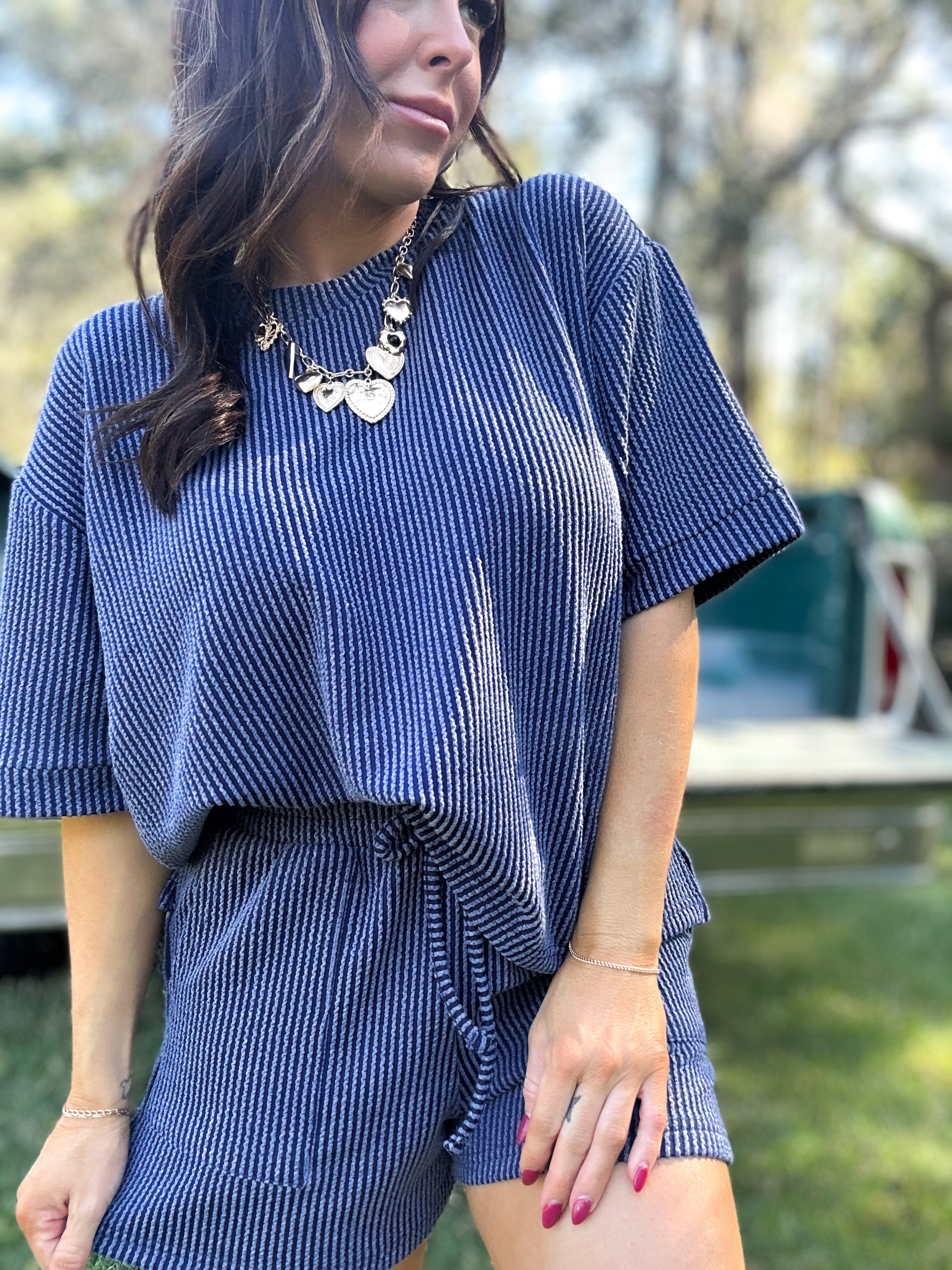 DOORBUSTER - Ali Ribbed Tee - Navy