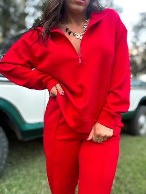 DOORBUSTER - Britt Half Zip Pullover - Ruby