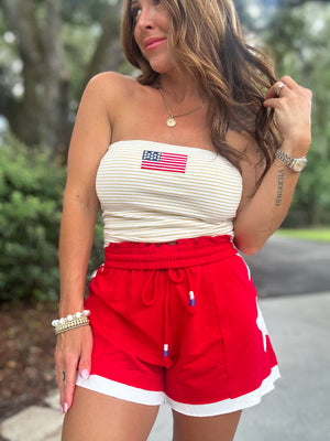 Lady Liberty 4th of July French Terry Shorts - Red