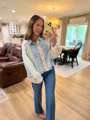 Florence Denim Patchwork Long Sleeve Top