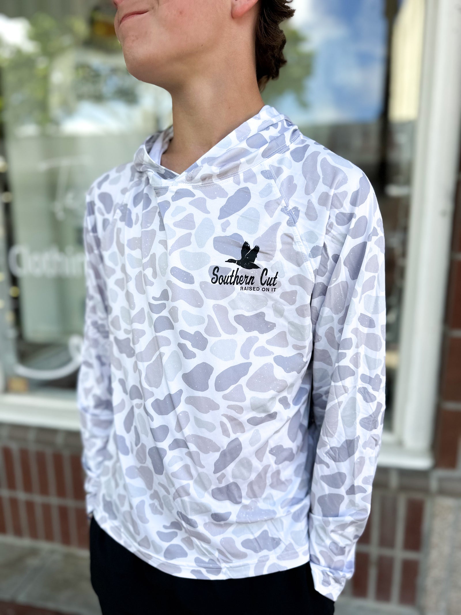 Youth Southern Cut Pro Hoodie - Storm Camo