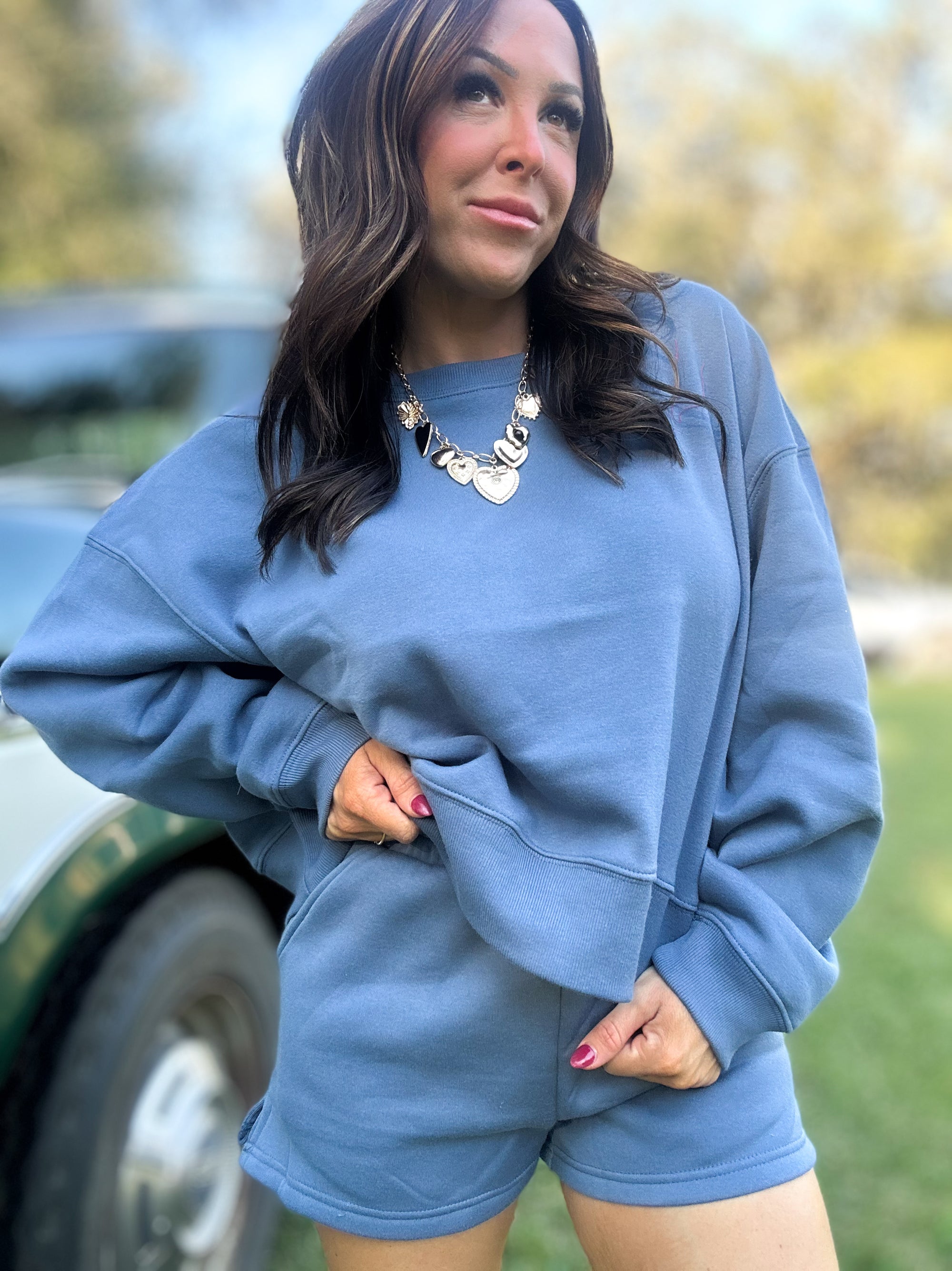 DOORBUSTER - Gabi Round Neck Pullover Dusty Blue