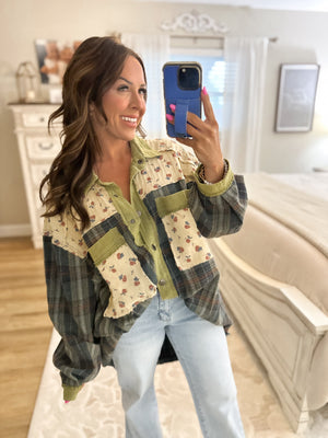 Linsey Vintage Patchwork Plaid Shirt Jacket