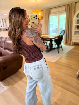 Harley High Rise Drawstring Waistband Wide Leg Jeans