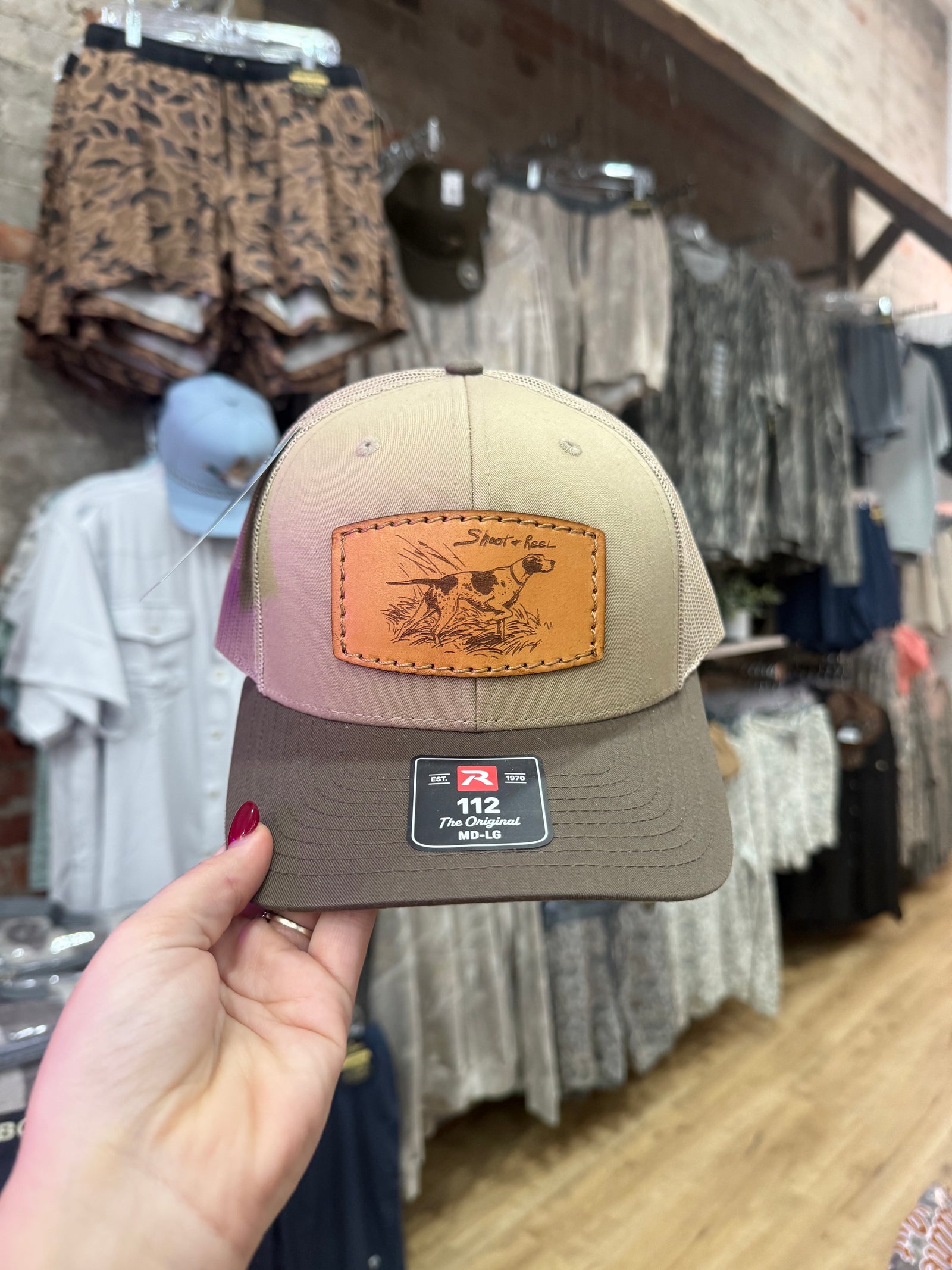 Shoot & Reel Bird Dog Patch Hat - Khaki/ Chocolate