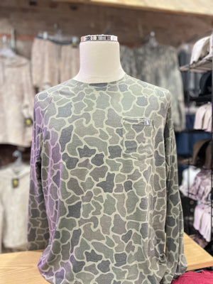Local Boy Long Sleeve Heather Blend Crew - Brush Camo